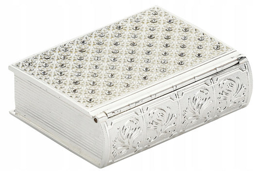 Cutie bijuterii alamă carte cu pietre 9 cm, ornament decorativ și cadou rafinat.