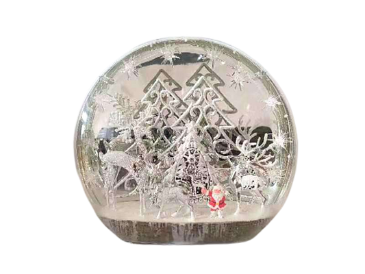 Scenetă Crăciun din rășină cu iluminare LED, 36x9x40cm, ornament decorativ festiv și de poveste.