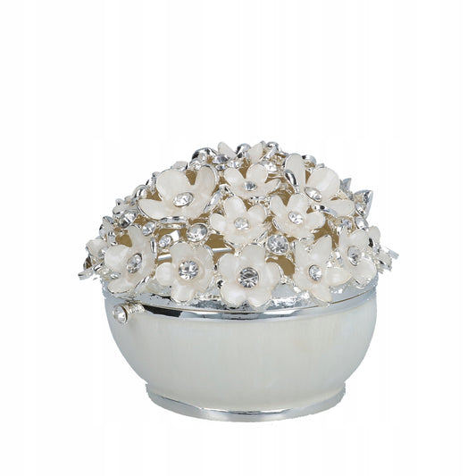 Cutie bijuterii alamă cu flori și pietre 7 cm, ornament decorativ și cadou elegant.
