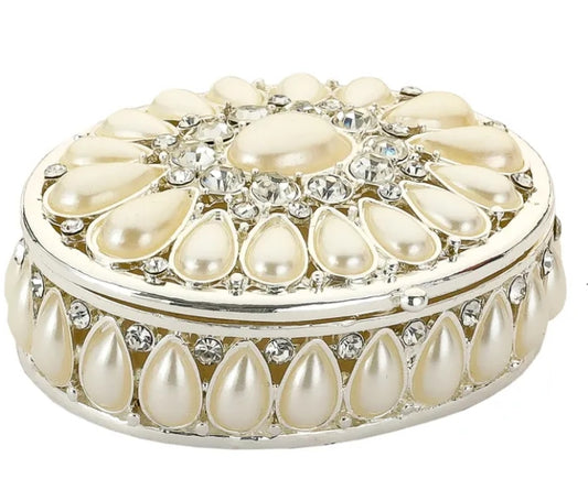 Cutie bijuterii din alamă 5x7x2,2 cm cu pietre, suport elegant pentru bijuterii și cadou rafinat, decor interior