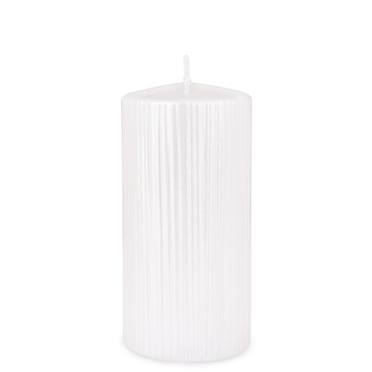 Lumânare perlată mare 15x7x7 cm, ornament elegant și rafinat pentru casă, cadou pentru aniversări și ocazii speciale, decor sofisticat pentru living și dormitor, atmosferă caldă și primitoare
