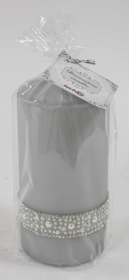 Lumânare neagră cu pietre 14x8x8 cm – decor modern