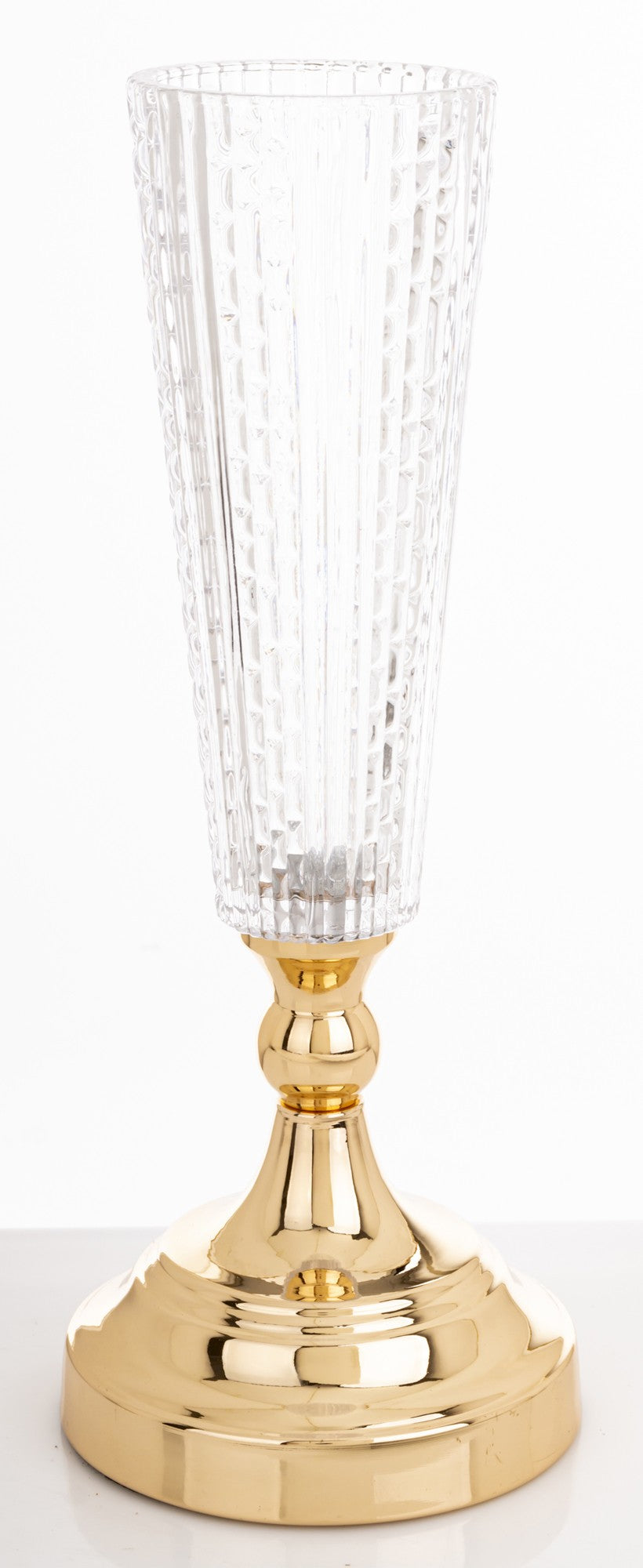 Vază sticlă picior auriu decor elegant