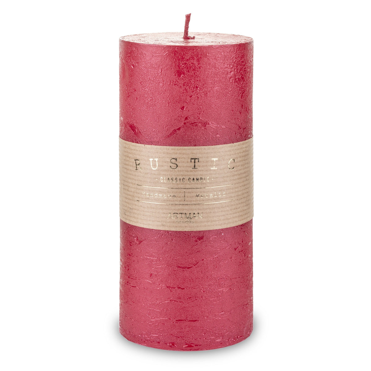 Lumânare roșie mare antichizată, obiect decorativ pentru decor elegant și mese festive, prezentat ca accent pentru locuință