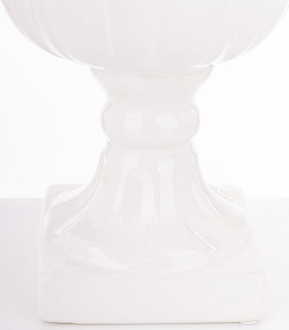 Vază albă din ceramică cu picior mare 40x27x27 cm