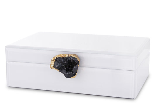 Cutie bijuterii sticlă cu piatră 8x24,5x18,5 cm, accesoriu elegant și cadou rafinat pentru femei