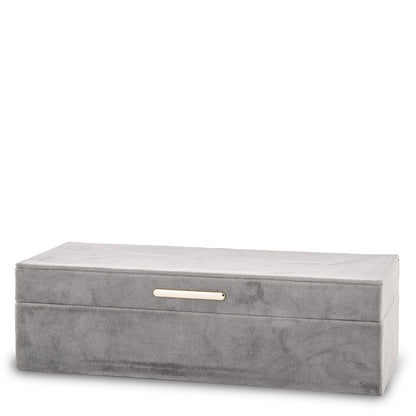 Cutie bijuterii catifea gri 8x28x10 cm, organizator bijuterii elegant, mentha - flori, cadouri și decorațiuni