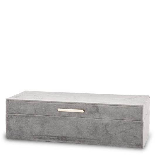 Cutie bijuterii catifea gri 8x28x10 cm, organizator bijuterii elegant, mentha - flori, cadouri și decorațiuni