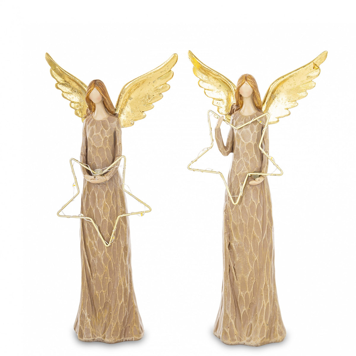 Figurină decorativă înger cu stea, simbol al protecției, speranței și liniștii sufletești. Este ideală pentru decorul casei, mai ales în perioada sărbătorilor sau ca piesă spirituală în spațiul personal. Perfectă ca dar emoțional pentru familie sau persoane dragi.