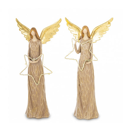 Figurină decorativă înger cu stea, simbol al protecției, speranței și liniștii sufletești. Este ideală pentru decorul casei, mai ales în perioada sărbătorilor sau ca piesă spirituală în spațiul personal. Perfectă ca dar emoțional pentru familie sau persoane dragi.