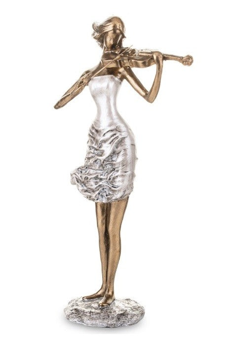 Figurină decorativă fată cu vioară, sculptură din rășină, ornament artistic pentru casă, cadou elegant pentru pasionați de muzică