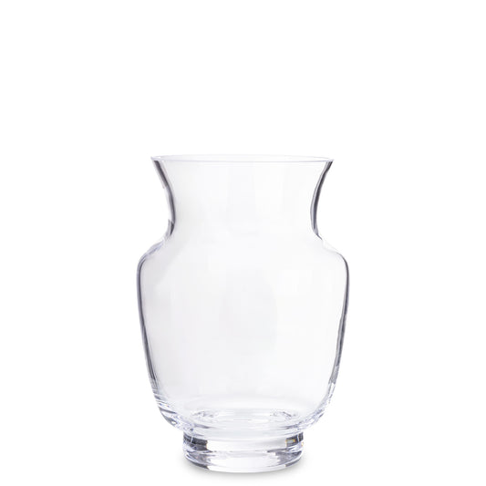 Vază de sticlă transparentă 20x14x14 cm, decor elegant pentru flori naturale și artificiale, ornament pentru living, birou și masă festivă, cadou rafinat și stilat pentru ocazii speciale