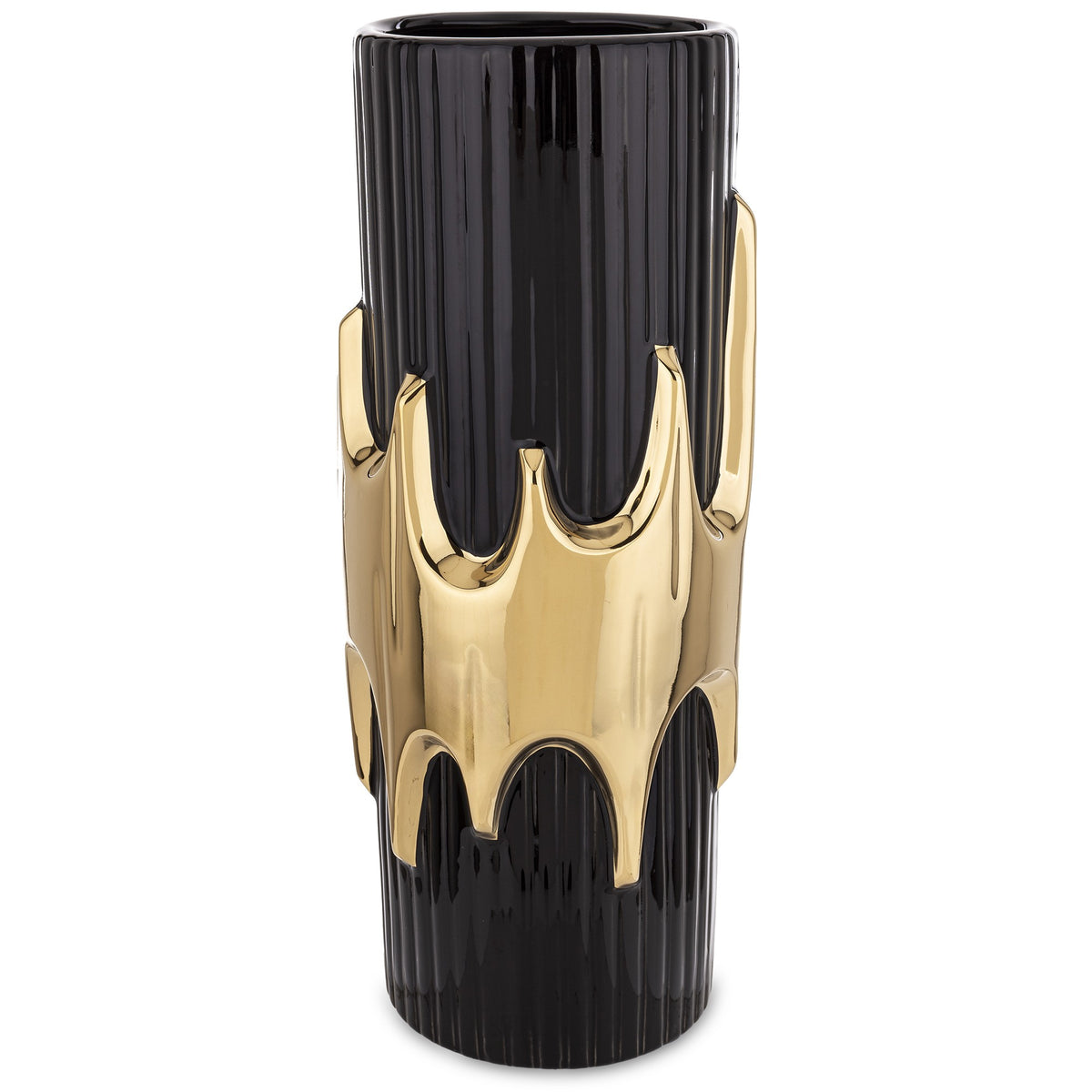 Vază ceramică negru auriu mare, obiect decorativ pentru flori și amenajări interioare, prezentat ca accent pentru locuință
