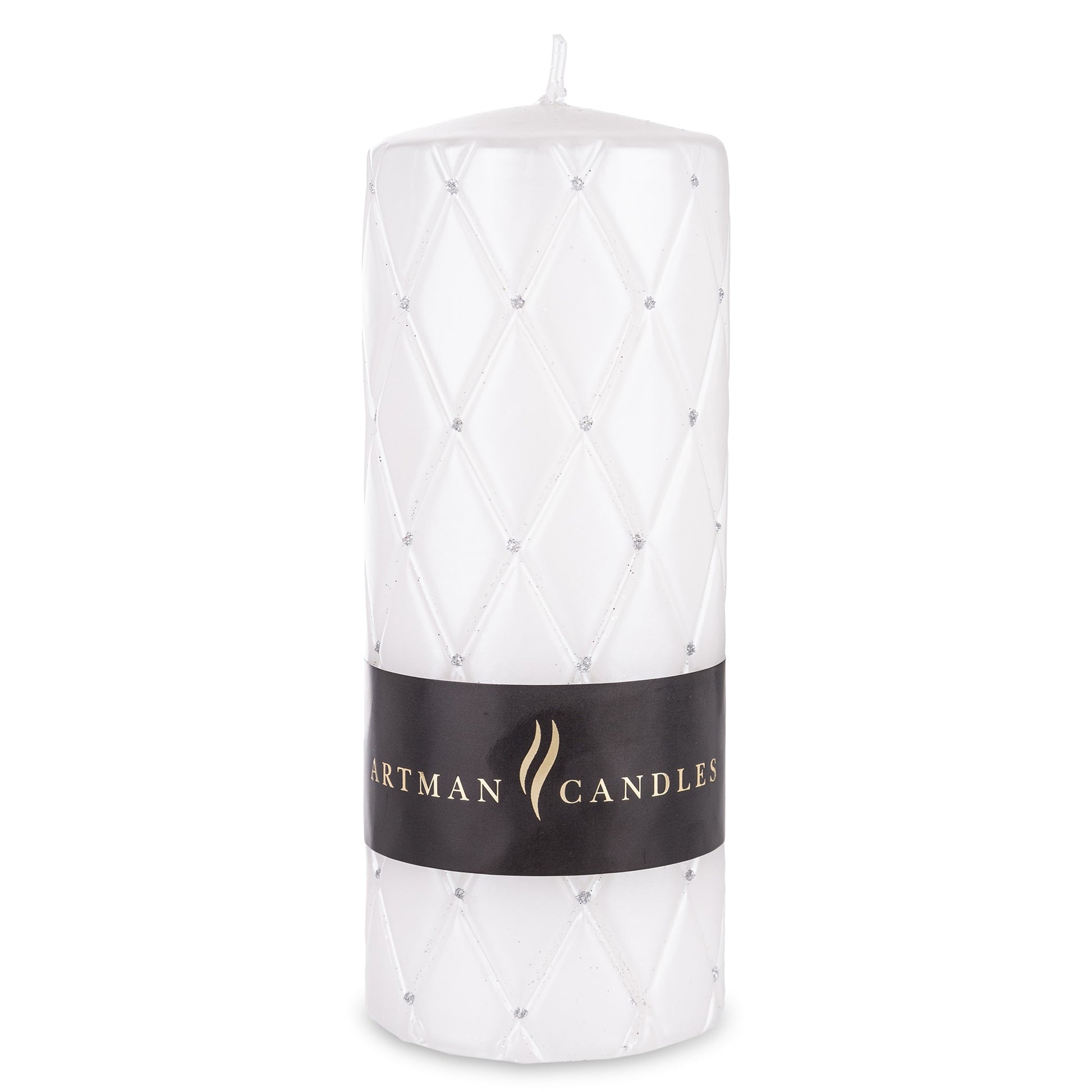 Lumânare alb perlat cu pietre 17,5x7x7 cm, decor elegant și cadou rafinat, mentha - flori, cadouri și decorațiuni