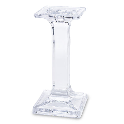 Sfeșnic decorativ din sticlă masivă transparentă, ideal pentru lumânări clasice și decor minimalist elegant. Designul său curat îl face potrivit pentru orice tip de interior, de la modern la clasic. Perfect pentru seri romantice, evenimente sau cadou de casă nouă.