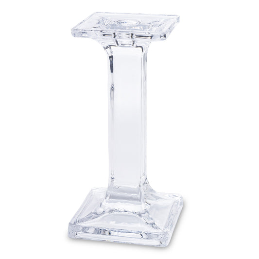 Sfeșnic decorativ din sticlă masivă transparentă, ideal pentru lumânări clasice și decor minimalist elegant. Designul său curat îl face potrivit pentru orice tip de interior, de la modern la clasic. Perfect pentru seri romantice, evenimente sau cadou de casă nouă.