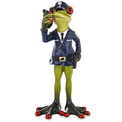 Figurină broască polițist din rășină, ornament decorativ amuzant, cadou original pentru colecționari sau copii