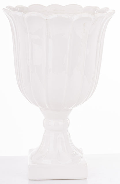 Vază albă din ceramică cu picior 36x23x23 cm