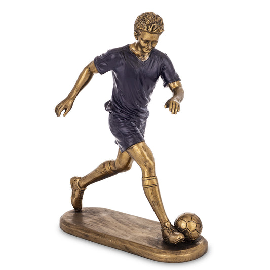 Figurină decorativă fotbalist, simbol al energiei, pasiunii și spiritului competitiv. Este ideală pentru decorul camerei, biroului sau spațiilor dedicate pasionaților de sport. Perfectă ca dar pentru copii, adolescenți sau iubitori de fotbal, la aniversări sau ocazii speciale.