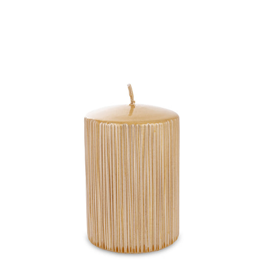 Lumânare aurie 12x7x7 cm, decor elegant și rafinat pentru living și dormitor, cadou pentru ocazii speciale, atmosferă luxoasă și primitoare, ornament decorativ pentru interior