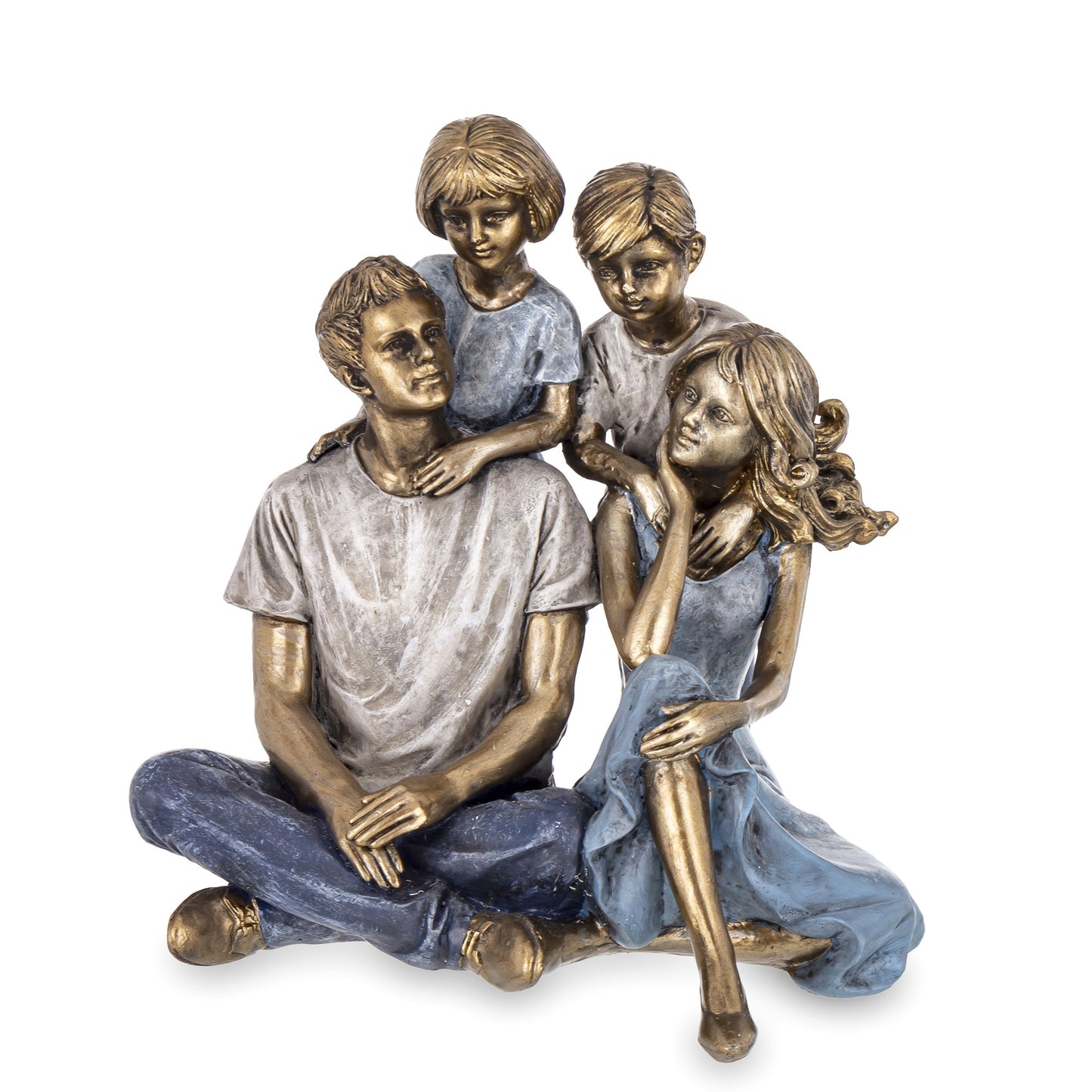 Figurină familie cu copil în spate, 29x13x8 cm, cadou și decor de familie.