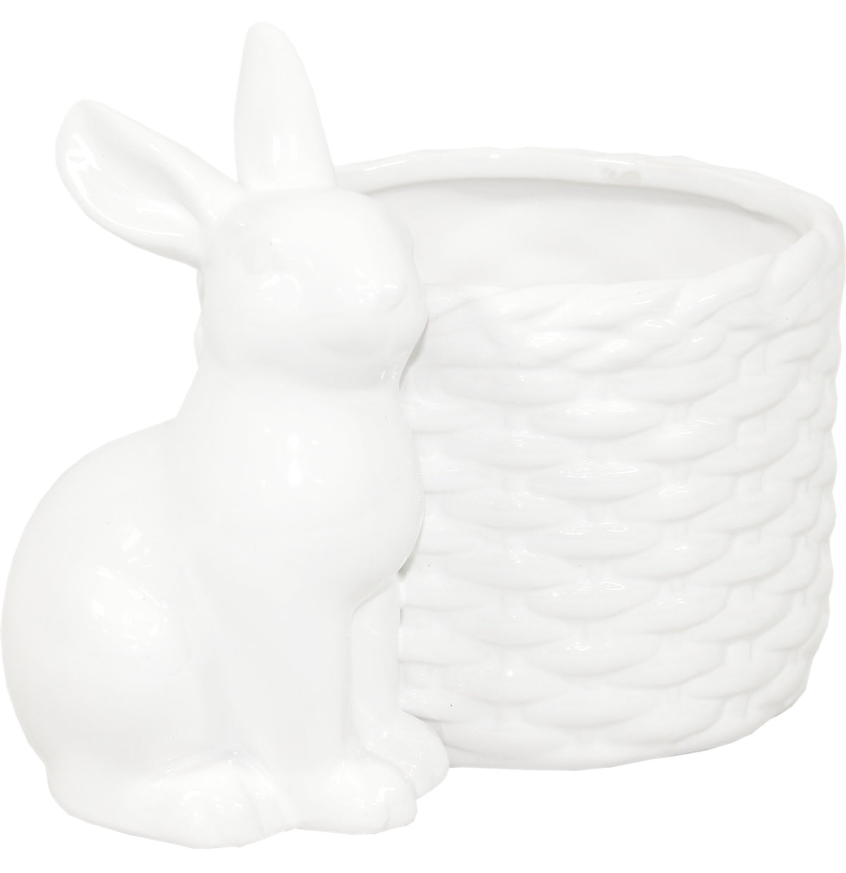 Ghiveci decorativ din ceramică albă cu design iepure, ideal pentru plante mici, suculente sau decor de Paște și primăvară. Este o piesă veselă și luminoasă care aduce un aer cald în orice spațiu. Perfect ca decor sau cadou sezonier pentru familie sau casă nouă.