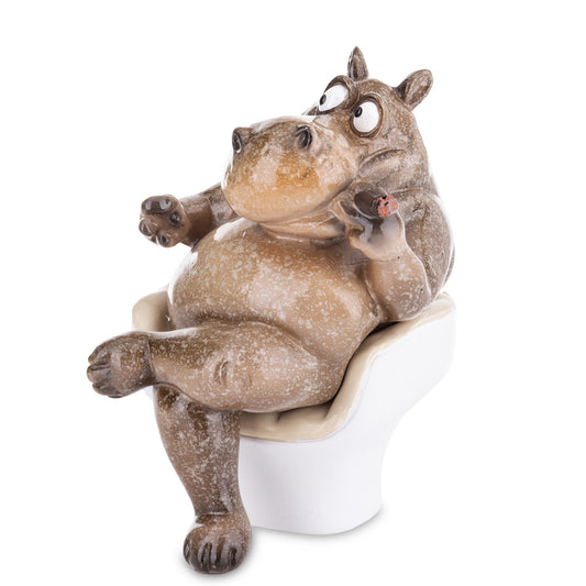 Figurină hipopotam din rășină, decor plin de personalitate pentru living sau birou.