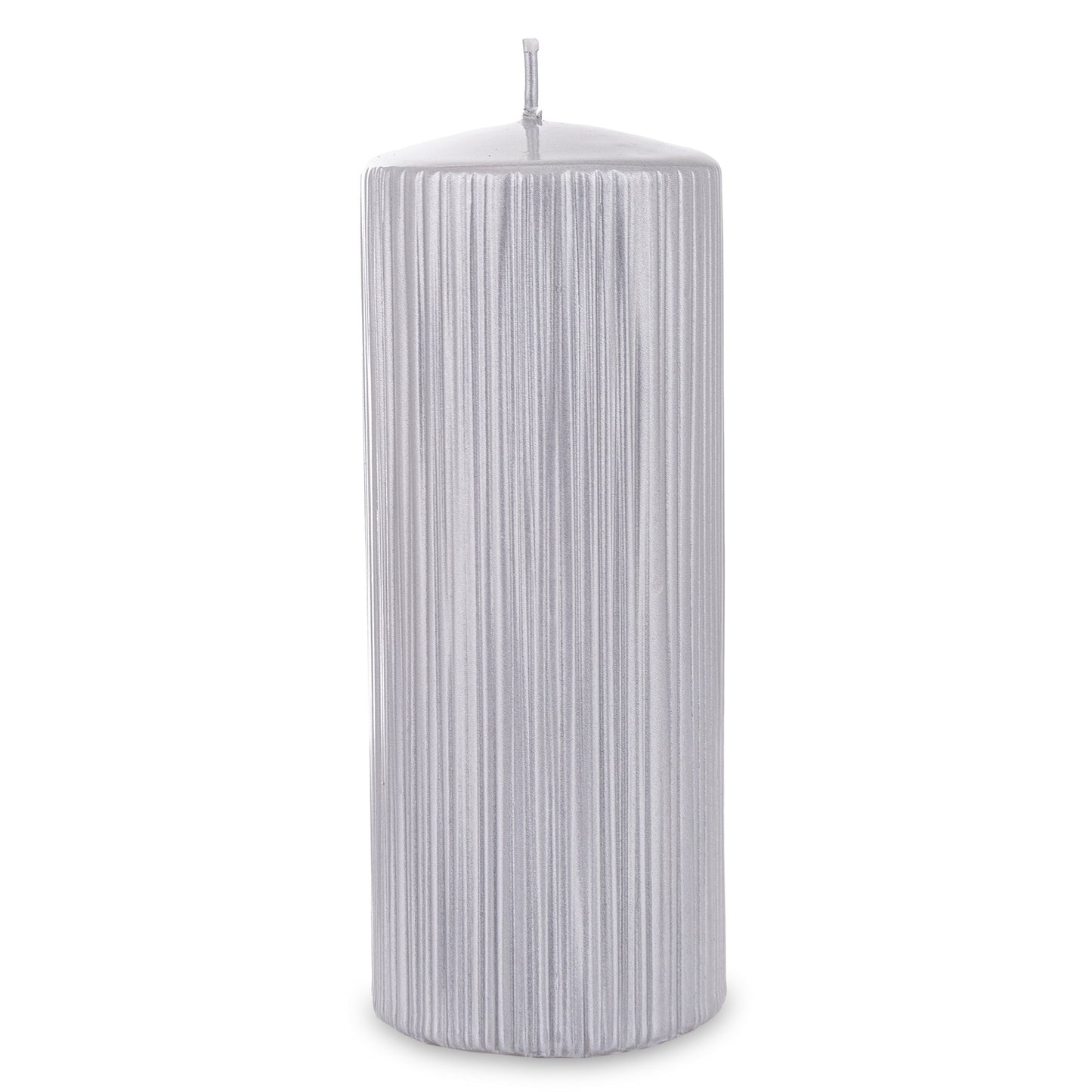 Lumânare argintie mare 19x7x7 cm, decor elegant pentru living și dormitor, cadou rafinat pentru ocazii speciale, atmosferă sofisticată și primitoare, ornament decorativ de lux