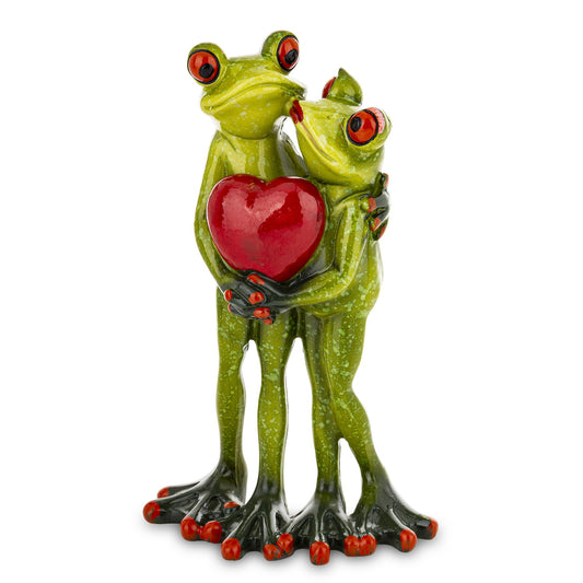 Figurină broaște cu inimă în brațe din rășină, ornament decorativ romantic, cadou special pentru cupluri