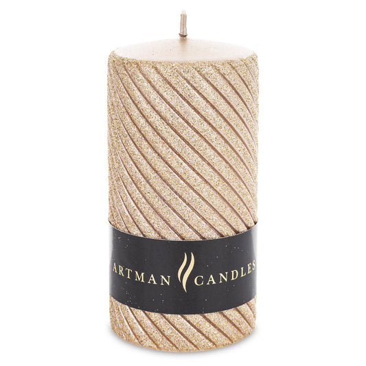 Lumânare roze cu sclipici mare 17,5x7x7 cm, cadou și decor elegant, mentha - flori, cadouri și decorațiuni