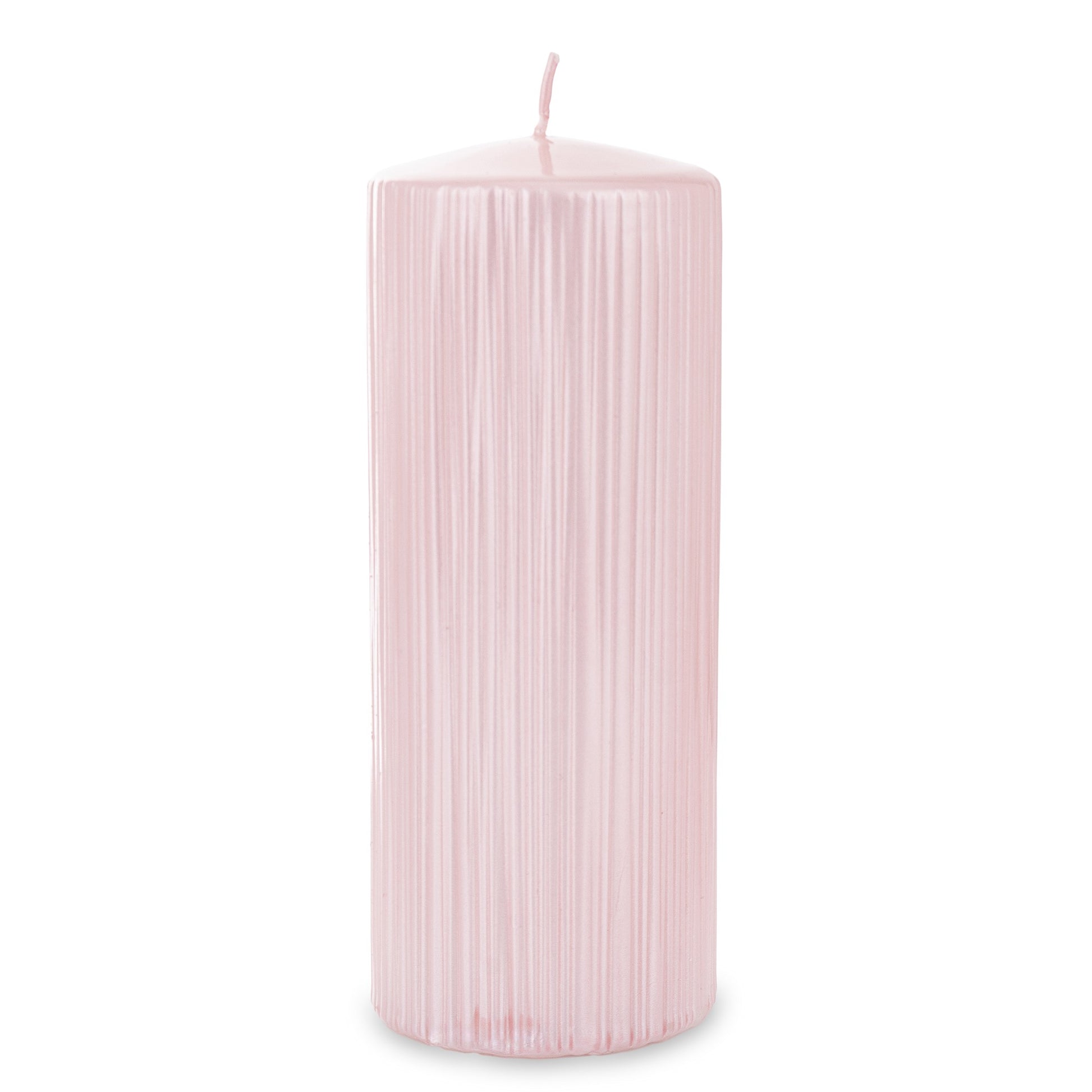 Lumânare roz mare 19x7x7 cm, ornament elegant și rafinat pentru living și dormitor, cadou pentru ocazii speciale, decor romantic și feminin, atmosferă primitoare și sofisticată