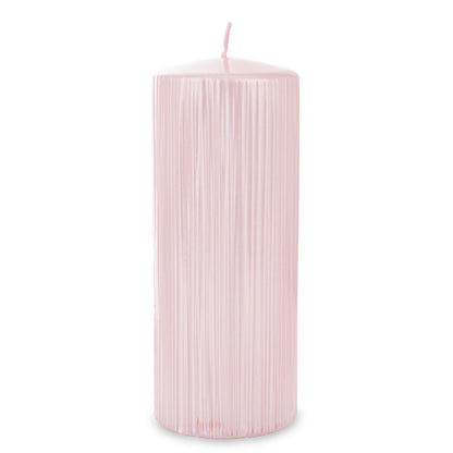 Lumânare roz mare 19x7x7 cm, ornament elegant și rafinat pentru living și dormitor, cadou pentru ocazii speciale, decor romantic și feminin, atmosferă primitoare și sofisticată