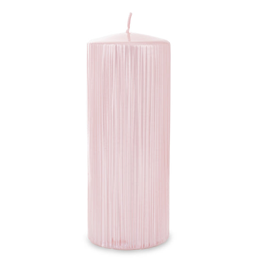 Lumânare roz mare 19x7x7 cm, ornament elegant și rafinat pentru living și dormitor, cadou pentru ocazii speciale, decor romantic și feminin, atmosferă primitoare și sofisticată