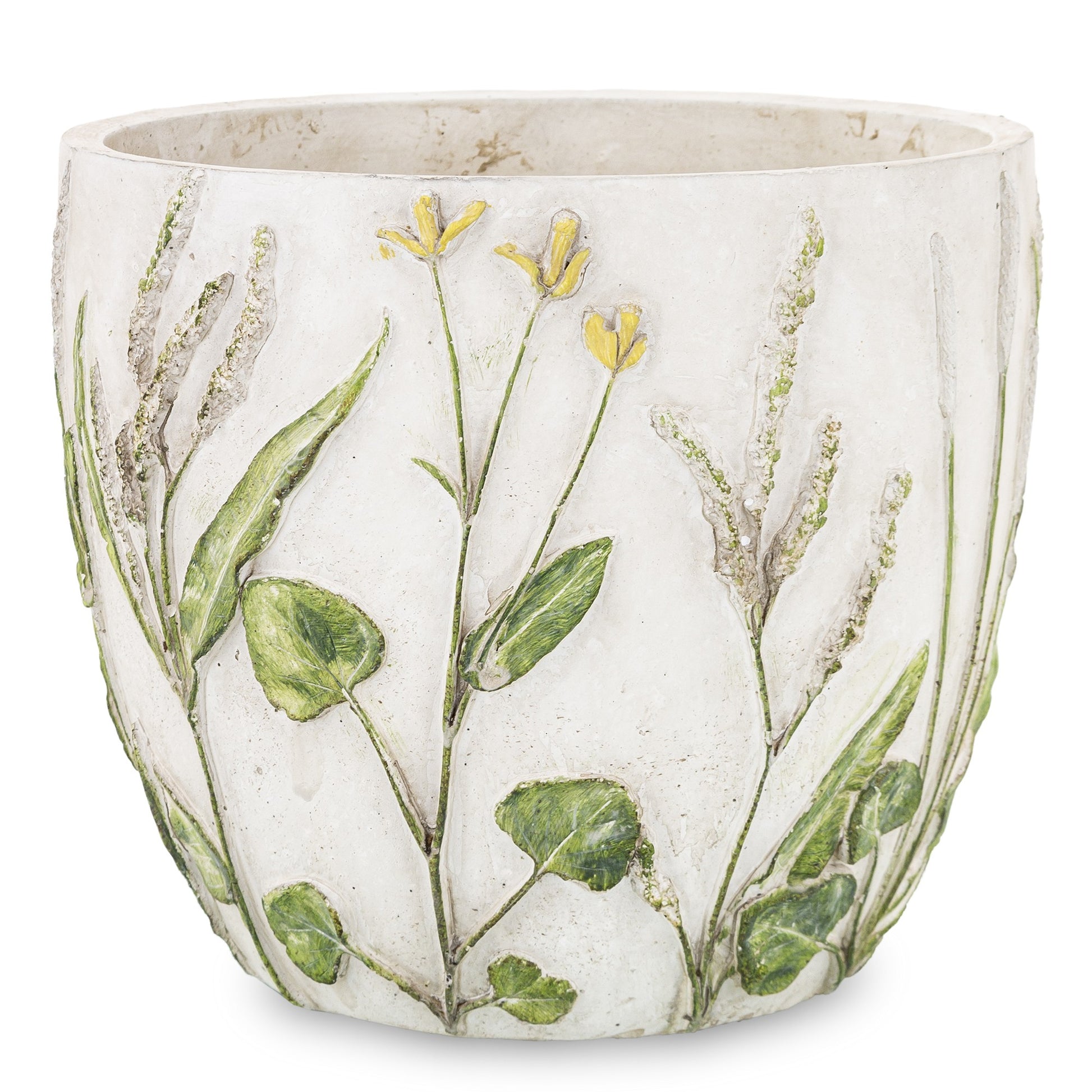Ghiveci suport ciment cu frunze 16x18x18 cm, suport plante mare, decor elegant, mentha - flori, cadouri și decorațiuni