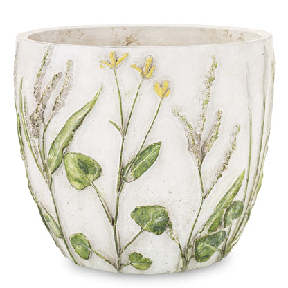 Ghiveci suport ciment cu frunze 16x18x18 cm, suport plante mare, decor elegant, mentha - flori, cadouri și decorațiuni