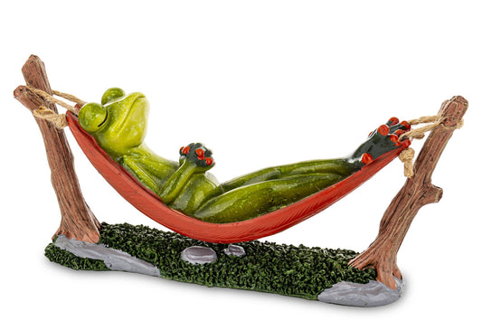 Figurină broască în hamac din rășină, ornament amuzant pentru interior, cadou vesel și original