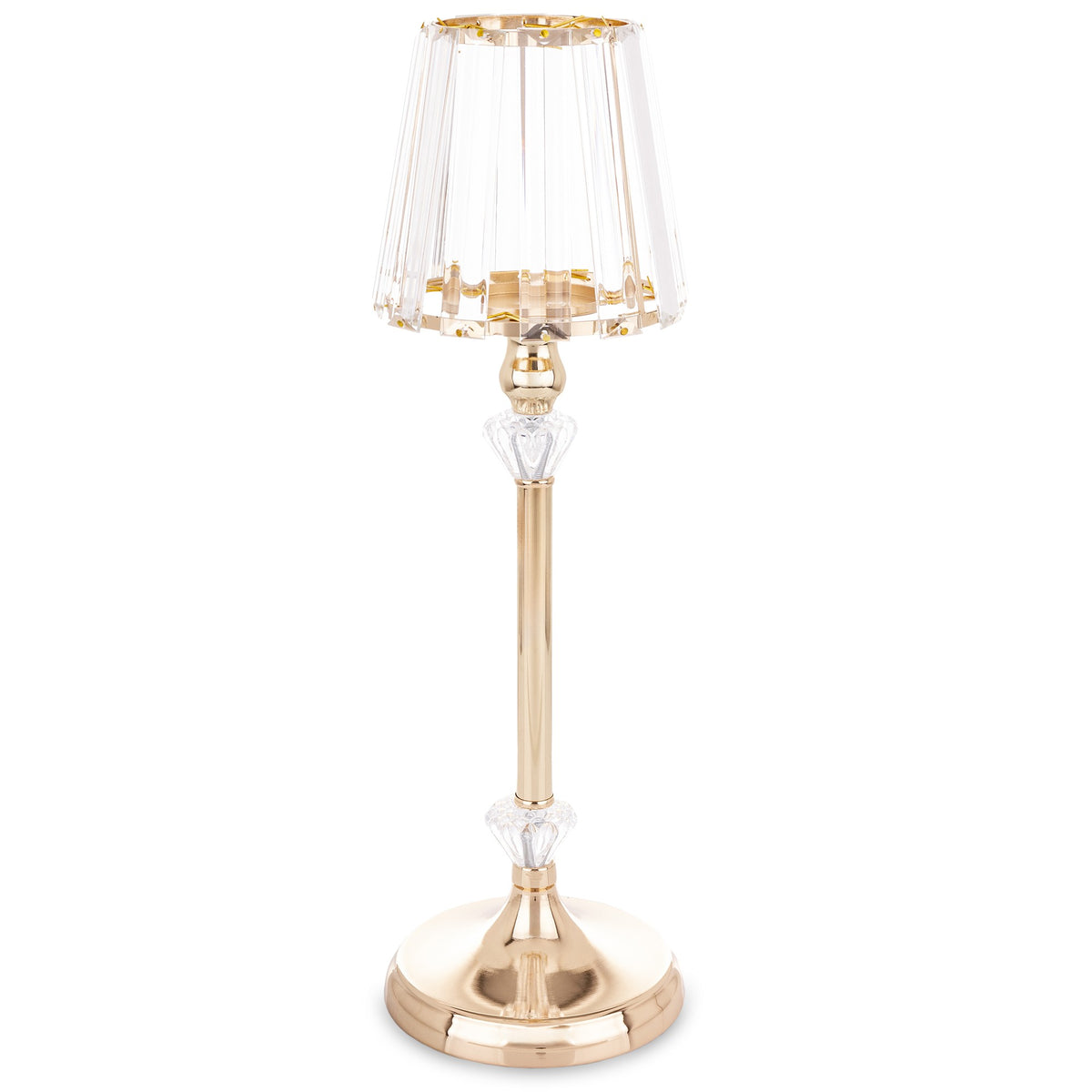 Sfeșnic decorativ elegant auriu cu detalii din cristale strălucitoare, conceput pentru a adăuga un efect de lux și rafinament oricărui spațiu. Lumina lumânărilor se reflectă spectaculos în cristale, creând o atmosferă caldă și sofisticată. Ideal pentru living, dining, evenimente speciale sau cadouri premium de casă nouă și aniversări.