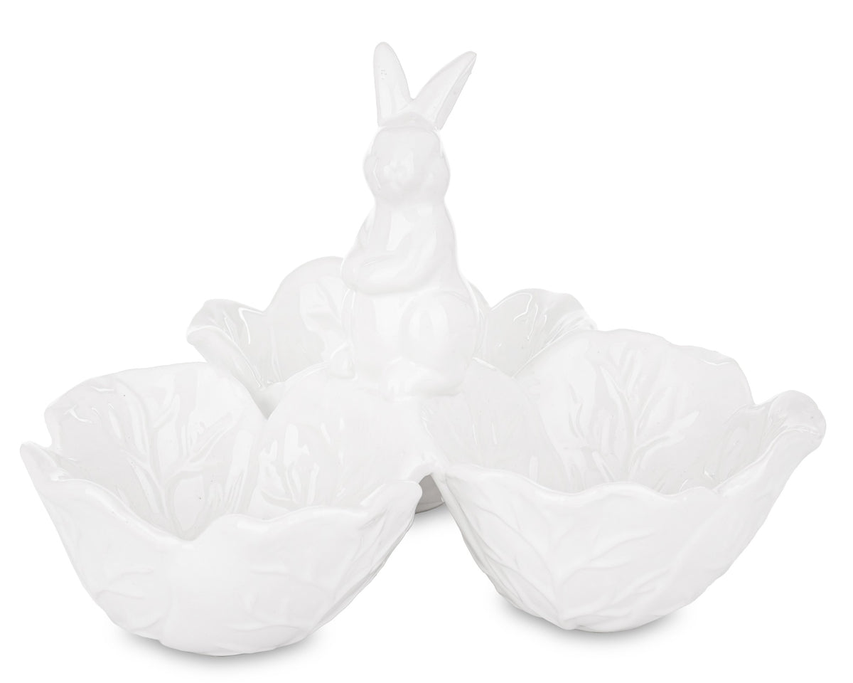 Set de boluri decorative din ceramică albă cu design iepuraș, ideale pentru Paște, primăvară sau decor vesel de bucătărie și dining. Sunt perfecte pentru bomboane, ouă decorative sau servire festivă. Adaugă un aer curat și elegant în casă.