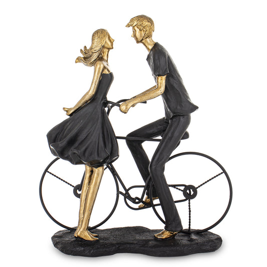 Figurină cuplu pe bicicletă din rășină, ornament decorativ romantic, cadou pentru cupluri sau iubitori de ciclism