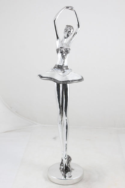 Figurină balerină perlată decor lux alb argintiu