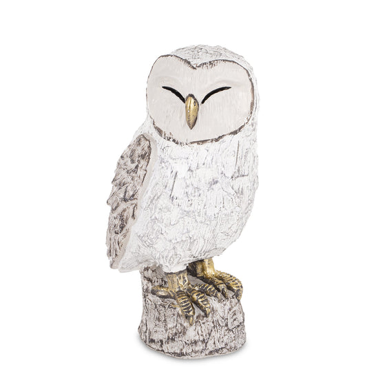 Figurină bufniță polară, obiect decorativ pentru decorul casei și cadouri, prezentat ca accent pentru locuință