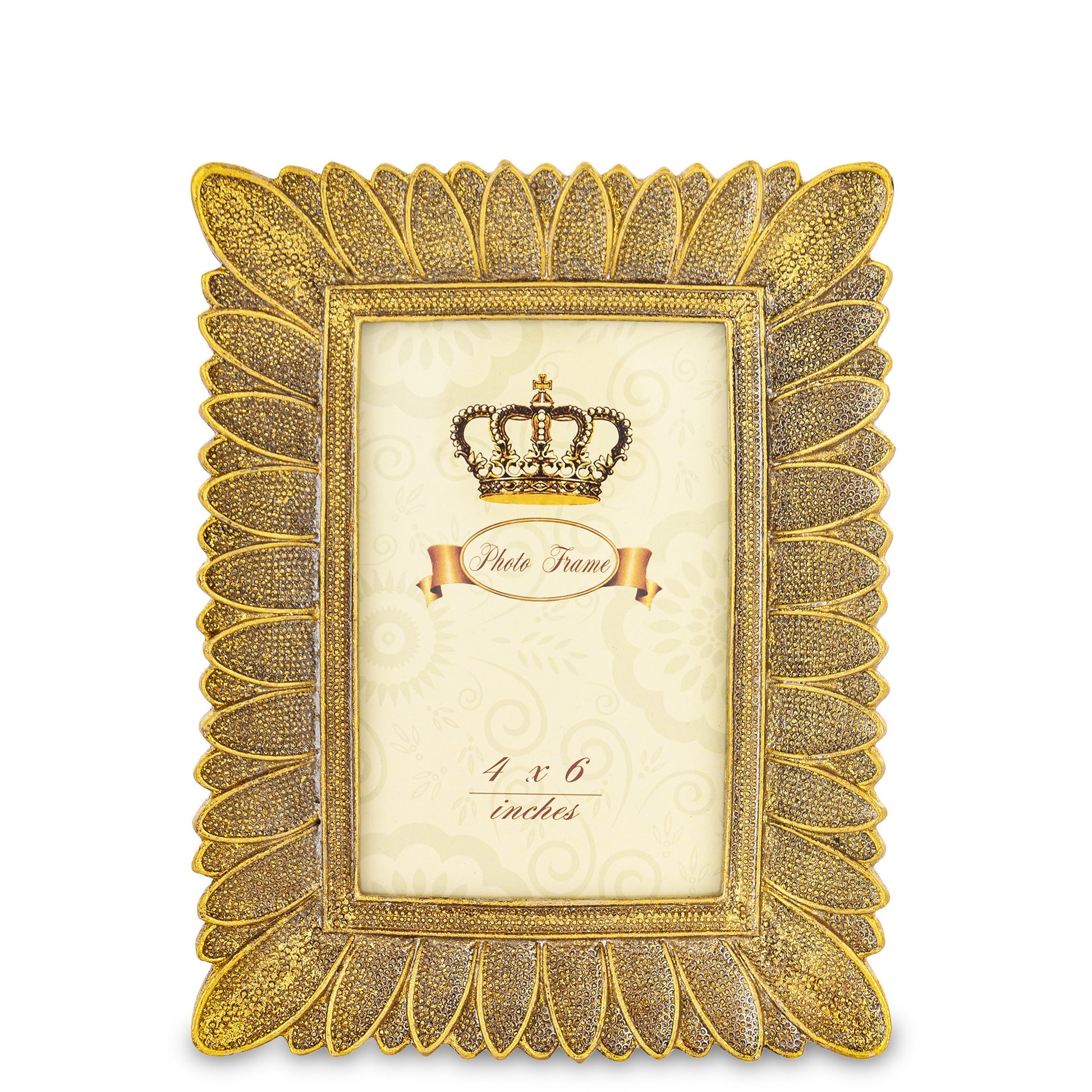 Ramă foto aurie 21,5x17x13-2,5 cm, elegantă pentru fotografii de 10x15 cm.