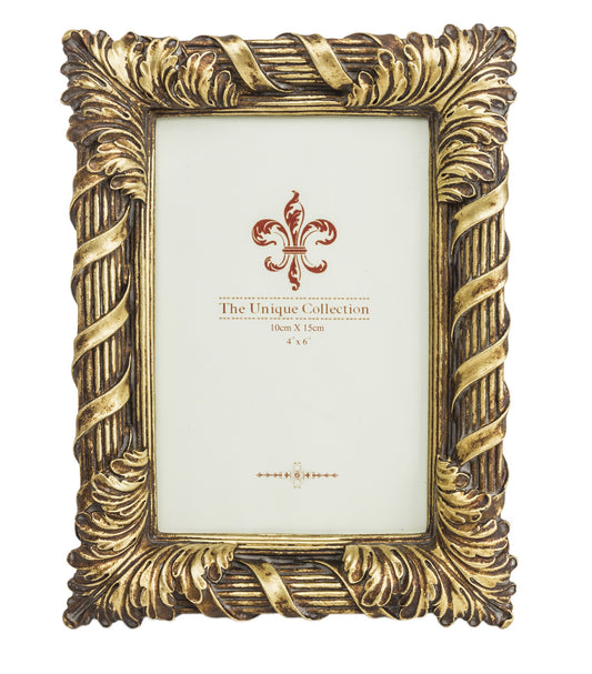 Ramă foto aurie antichizată 20x15x3 cm, suport foto clasic pentru casă, decor rafinat și cadou elegant