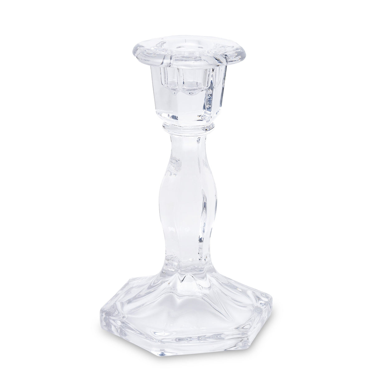 Sfeșnic decorativ din sticlă transparentă, ideal pentru lumânări clasice și decor minimalist elegant. Este perfect pentru seri romantice, evenimente sau decor de casă modern. Adaugă lumină și rafinament oricărui spațiu interior.
