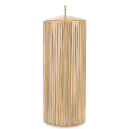 Lumânare aurie mare 19x7x7 cm, decor luxos și elegant pentru interior, cadou rafinat pentru ocazii speciale, ornament decorativ pentru living, dormitor și birou, atmosferă primitoare și sofisticată