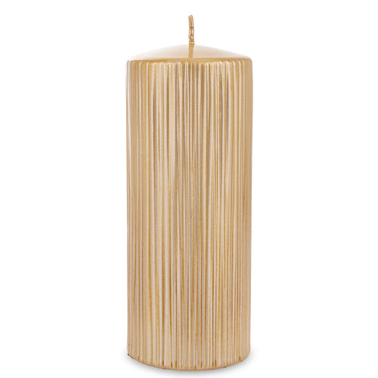Lumânare aurie mare 19x7x7 cm, decor luxos și elegant pentru interior, cadou rafinat pentru ocazii speciale, ornament decorativ pentru living, dormitor și birou, atmosferă primitoare și sofisticată
