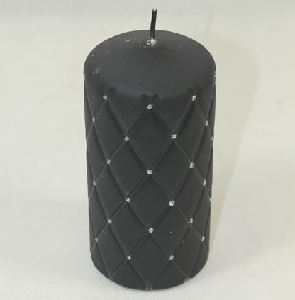 Lumânare neagră cu pietre 15x7x7 cm