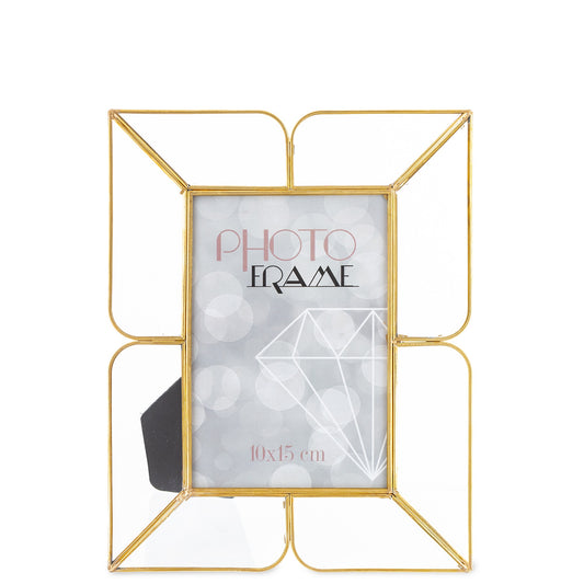Ramă foto aurie metalică 23,5x18,5 cm, suport elegant pentru fotografii, decor interior pentru living sau birou, cadou rafinat pentru familie și prieteni, ornament colecționabil și sofisticat