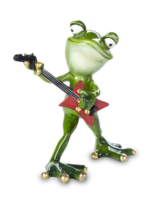 Figurina broască cu chitară electrică 15x13x8 cm, decor jucăuș și cadou muzical