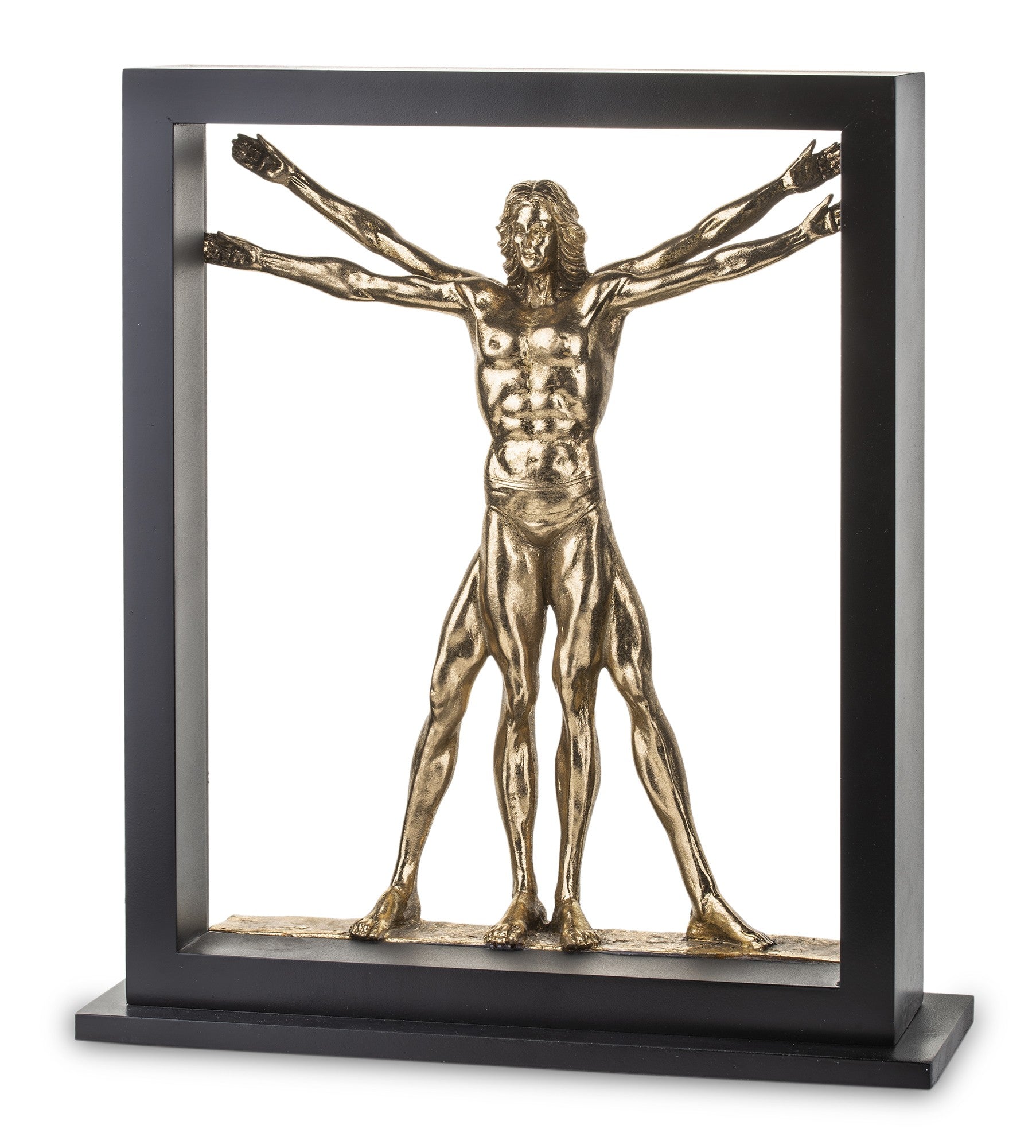 Figurina Omul Vitruvian din rășină, dimensiuni 32,5x29x9 cm. Artistică și sofisticată, perfectă pentru decor sau cadou.